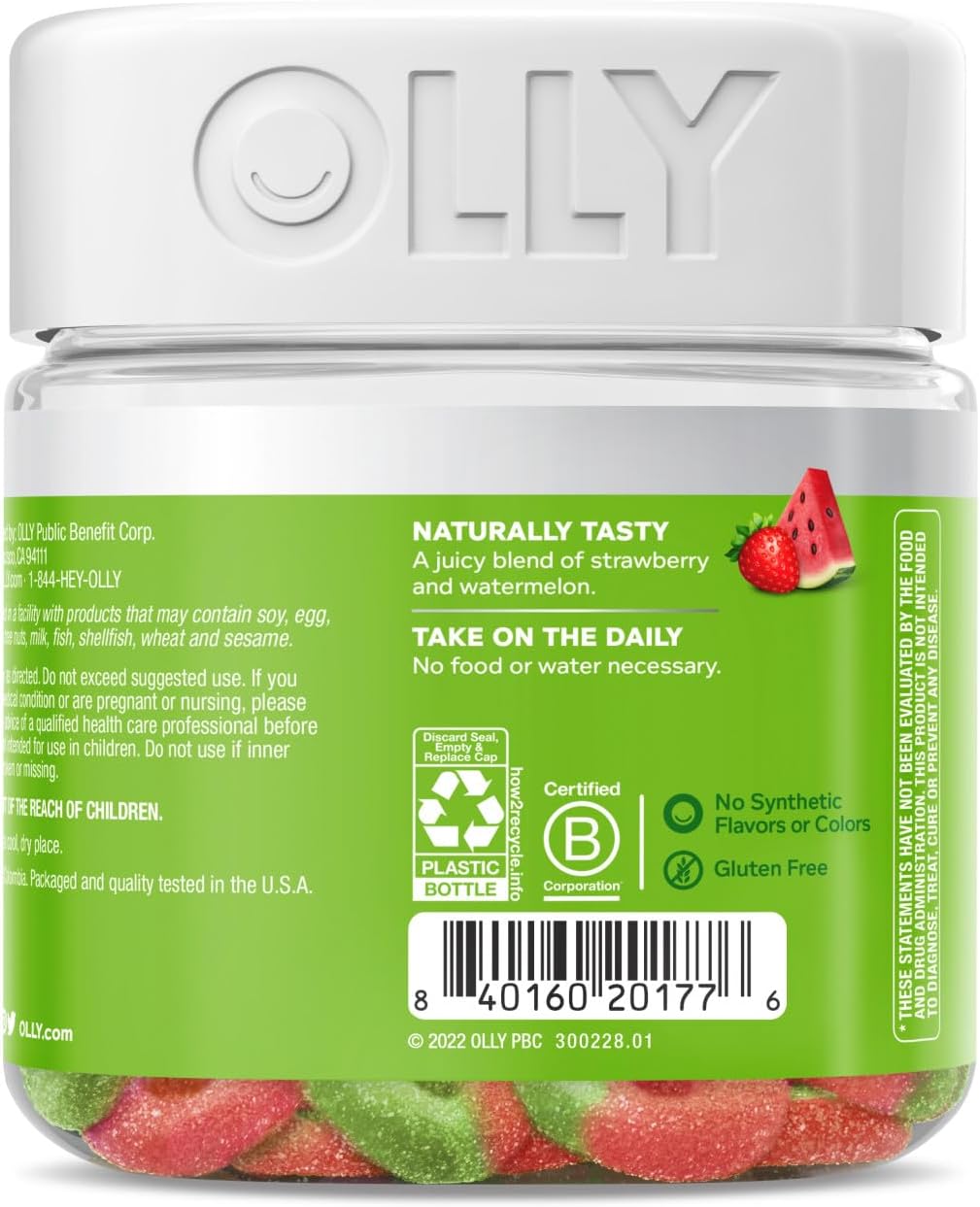Fiber Gummy Rings with 5g Prebiotic Fiber for Digestive Support - Berry Melon 50ct