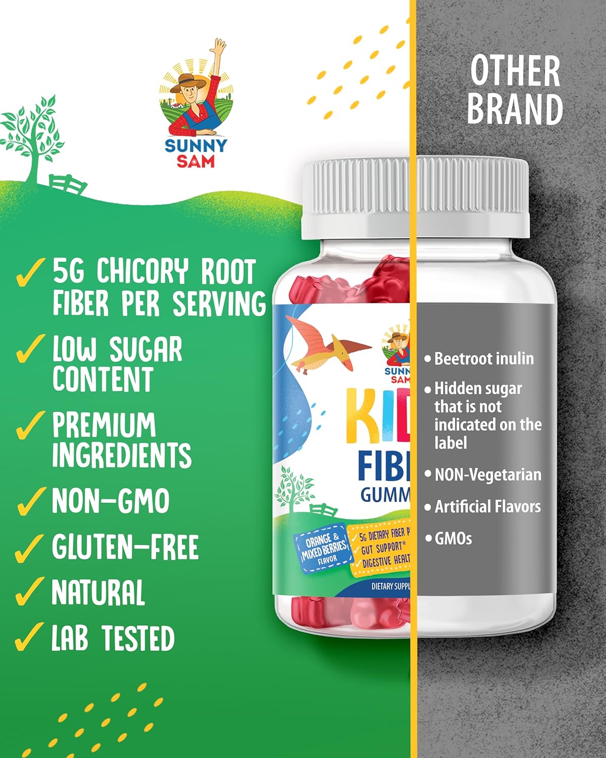 Fiber Gummy Supplement for Kids & Adults - Boost Immunity and Overall Health with SUNNY SAM Gummies
