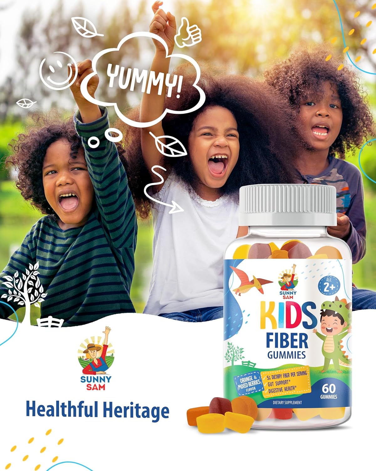 Fiber Gummy Supplement for Kids & Adults - Boost Immunity and Overall Health with SUNNY SAM Gummies