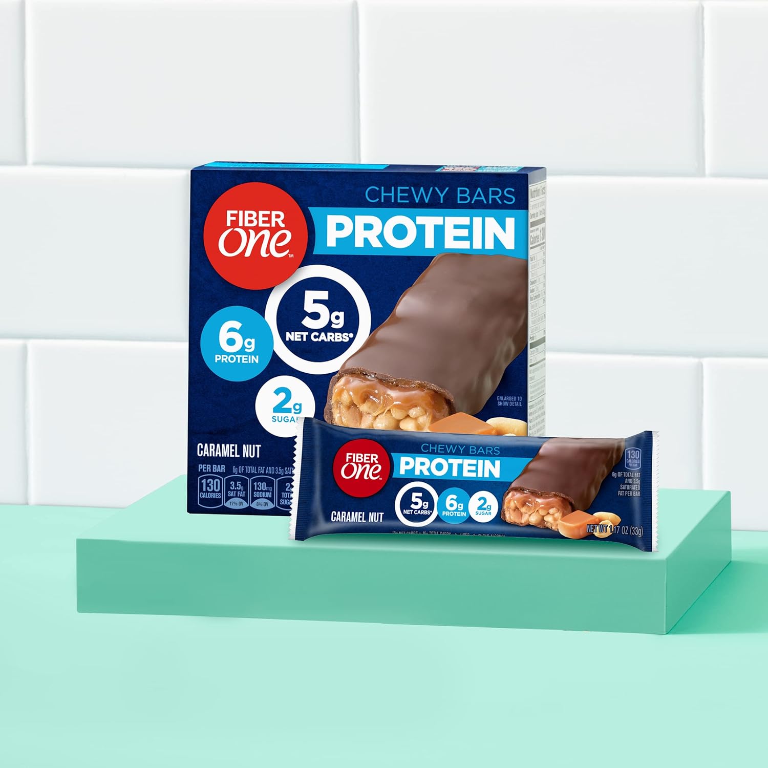 Fiber One Caramel Nut Chewy Protein Bars - Pack of 10 Protein Snacks