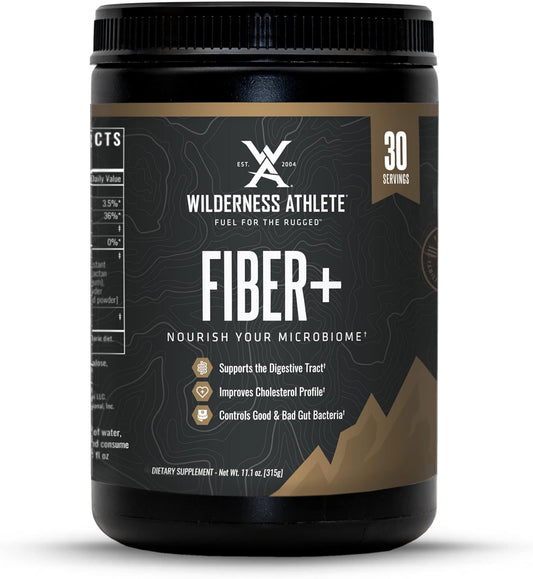 Fiber+ Prebiotic Supplement Powder for Men & Women - Daily Digestive Support Drink Mix with Soluble & Insoluble Fiber