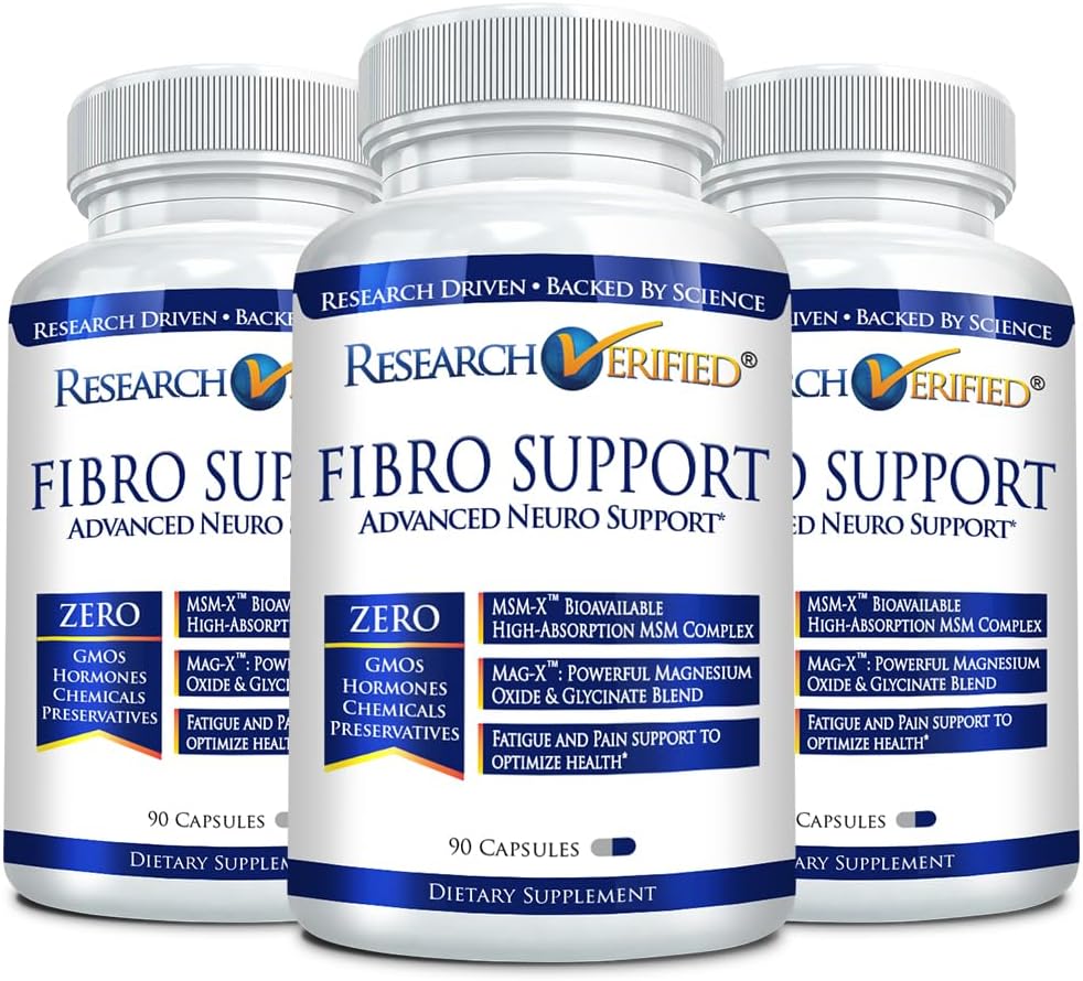 Fibro Support Supplement with MSM, Magnesium, Vitamin D3, BioPerine - 270 Capsules - Vegan - 3 Month Supply