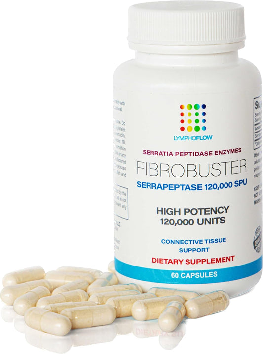 FibroBuster by Bruizex: 120,000 SPU Serrapeptase Enzymes for Fibrosis Treatment, Scar & Keloid Removal - Post Surgery Recovery Support - 60 Capsules