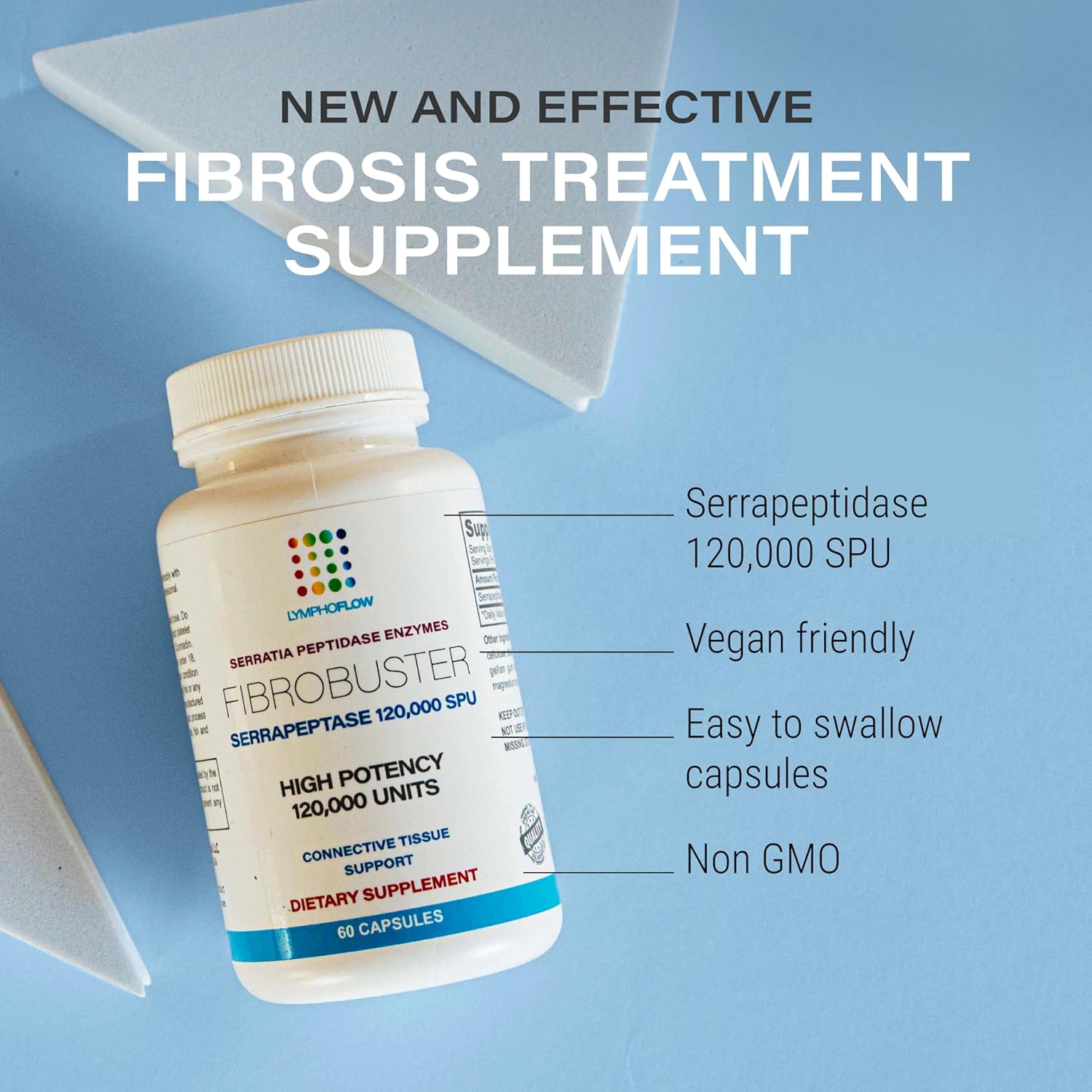 FibroBuster by Bruizex: 120,000 SPU Serrapeptase Enzymes for Fibrosis Treatment, Scar & Keloid Removal - Post Surgery Recovery Support - 60 Capsules