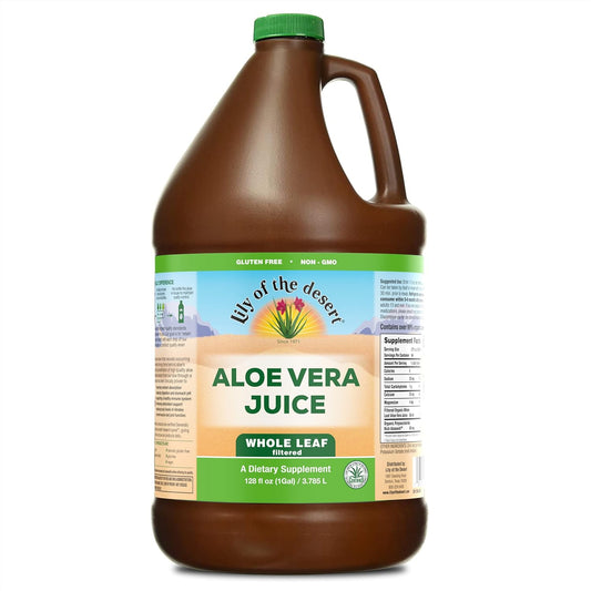 Filtered Whole Leaf Aloe Vera Juice - Non-GMO Drink with Vitamins, Enzymes for Gut Health, Stomach Relief, Wellness, Skin - 128 Fl Oz