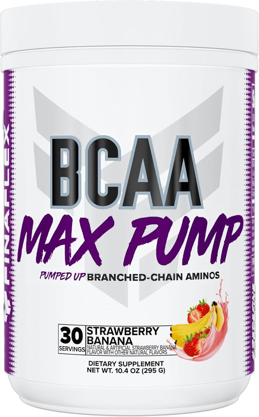 FINAFLEX BCAA MAX Pump, Strawberry Banana - 10.4 oz - Strength & Performance Booster with Amino Acids & Betaine - 30 Servings