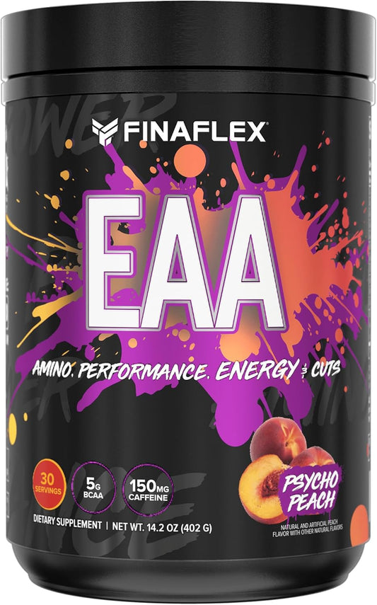 FINAFLEX EAA Hardcore, Psycho Peach - 14.2 oz - Performance Boost with BCAAs, L-Glutamine, L-Arginine - 30 Servings