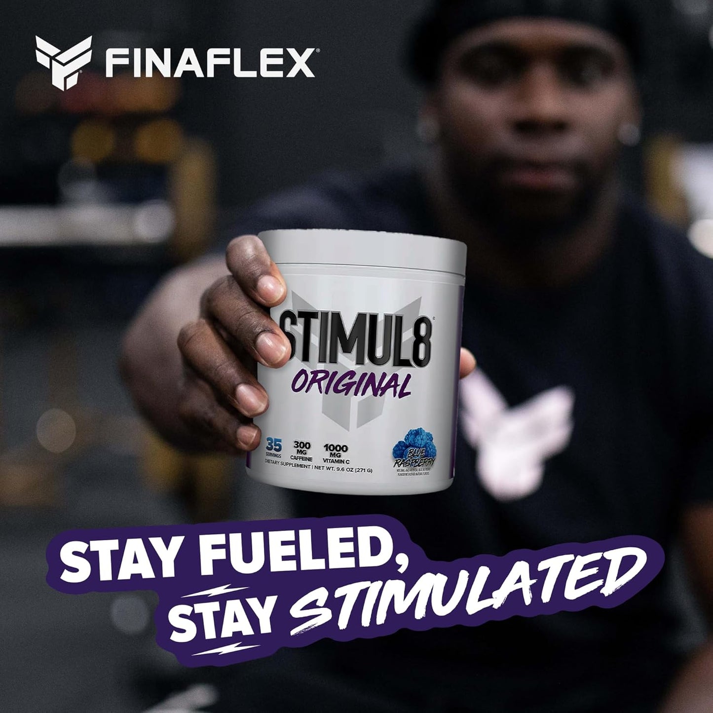 FINAFLEX STIMUL8 Original Blue Raspberry Pre-Workout - Boost Energy, Strength, and Endurance with Caffeine, Beta-Alanine, and Vitamin C - 35 Servings for Men and Women