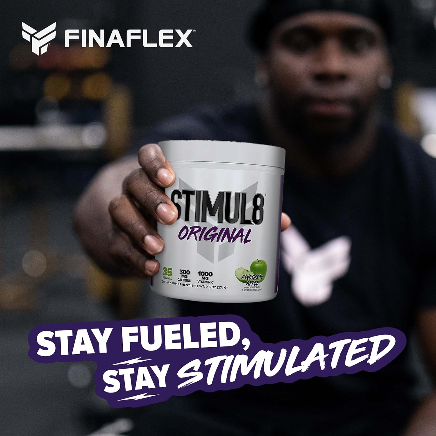 FINAFLEX STIMUL8 Original Pre-Workout Awesome Apple Flavor for Energy, Strength & Endurance - 35 Servings with Caffeine, Beta-Alanine, and Vitamin C - Men & Women's Fitness Supplement