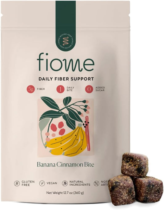 Fiome 5g Daily Fiber Bite Supplement for Regularity, Digestion, and Gut Health - Natural Banana Cinnamon Flavor - 30 Servings