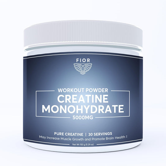 FIOR Micronized Creatine Monohydrate Powder - Pure Non-GMO Vegan Gluten Free Supplement for Men & Women - 5g per Serving - 60 Servings
