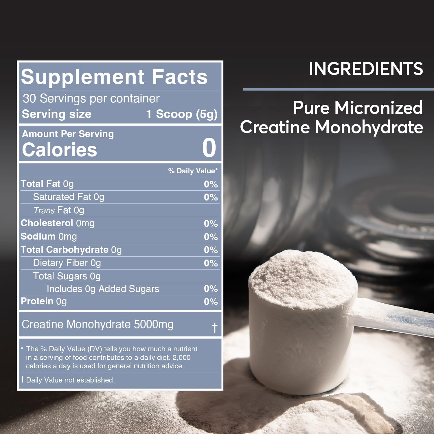 FIOR Micronized Creatine Monohydrate Powder - Pure Non-GMO Vegan Gluten Free Supplement for Men & Women - 5g per Serving - 60 Servings