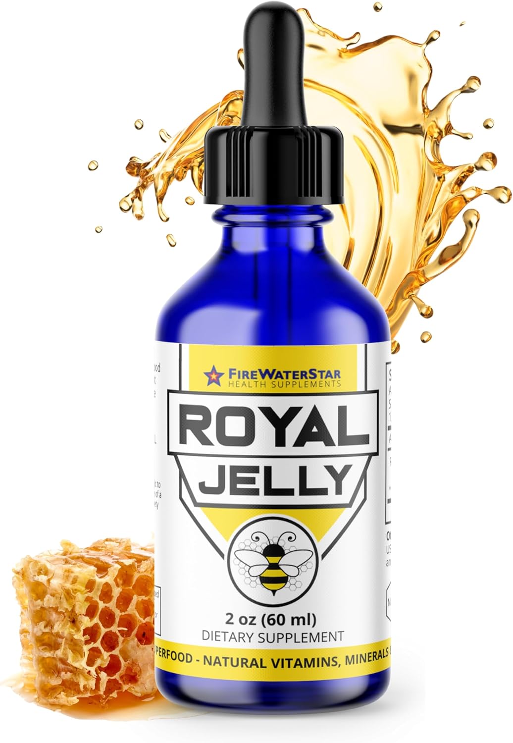 FIREWATERSTAR HEALTH SUPPLEMENTS FWS Royal Jelly Bee Superfood - Organic, Nutrient-Rich Skin Health Support with Vitamins, Minerals, and Antioxidants