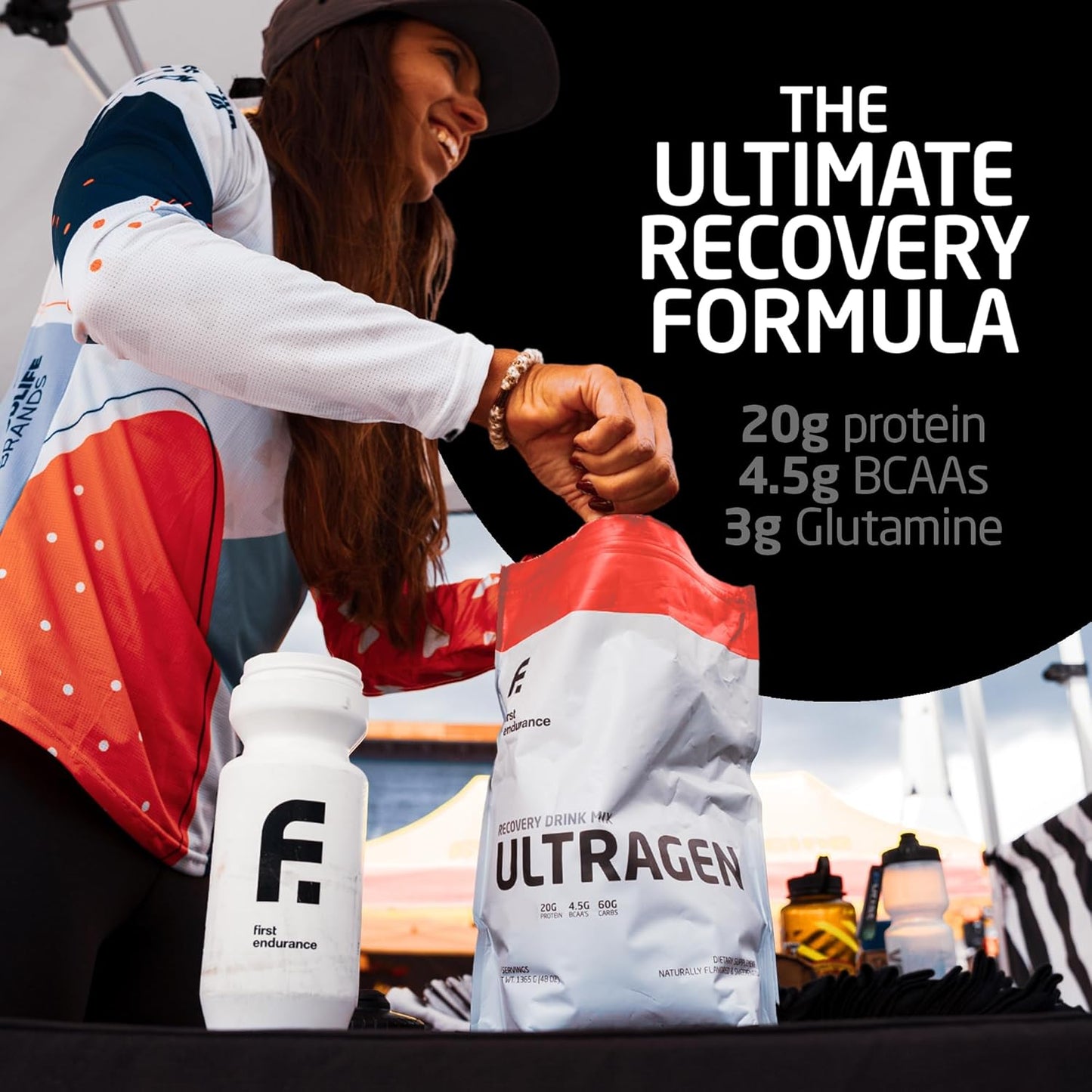 FIRST ENDURANCE Ultragen Tropical Punch Workout Recovery Drink Powder - 15 Servings, Protein Mix for Energy Boost and Fast Recovery