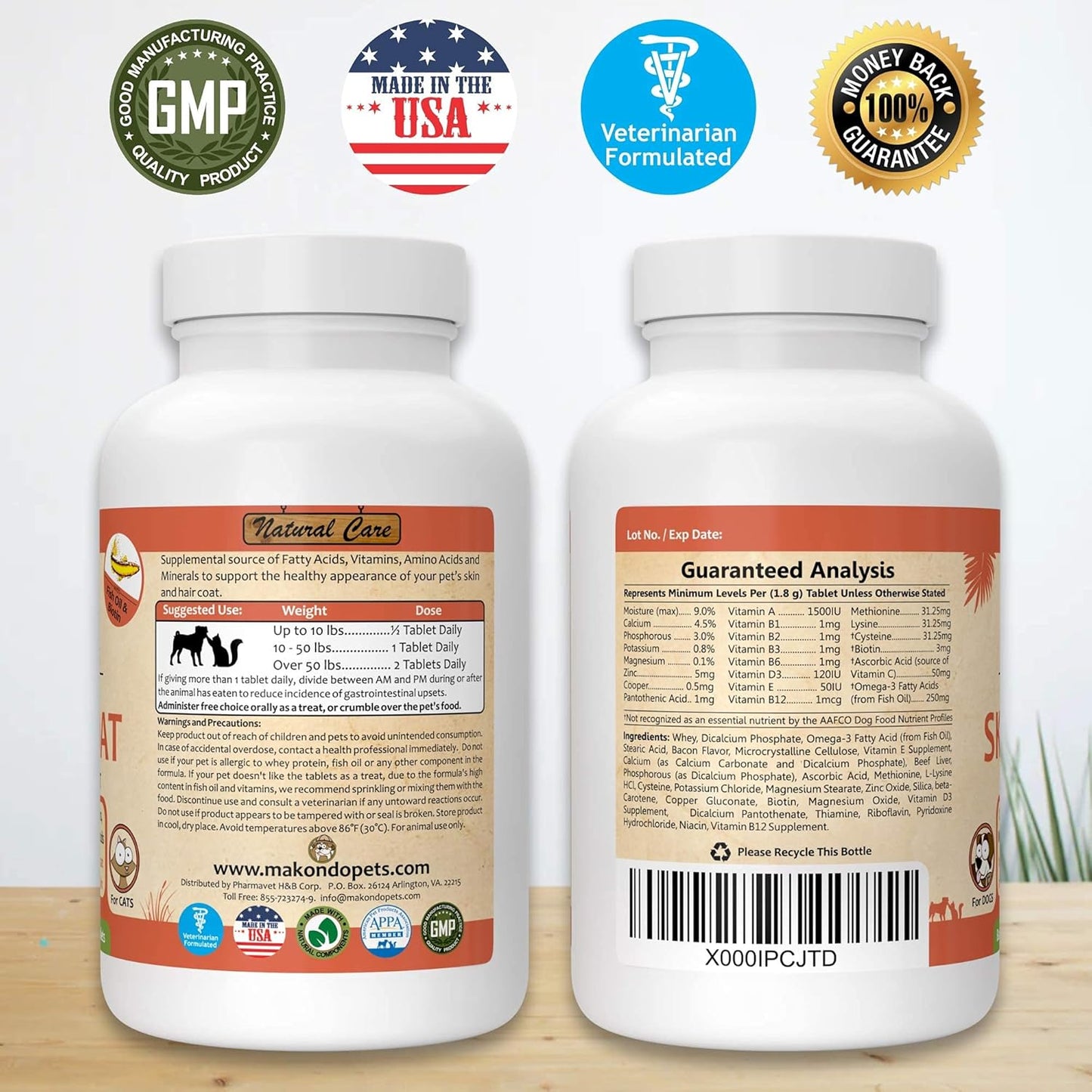 Fish Oil and Omega 3 Skin and Coat Supplement for Dogs & Cats - Relief for Itching, Shedding, Dry Skin, and Allergies - Dog Allergy Vitamins (60 Chewable Tablets)