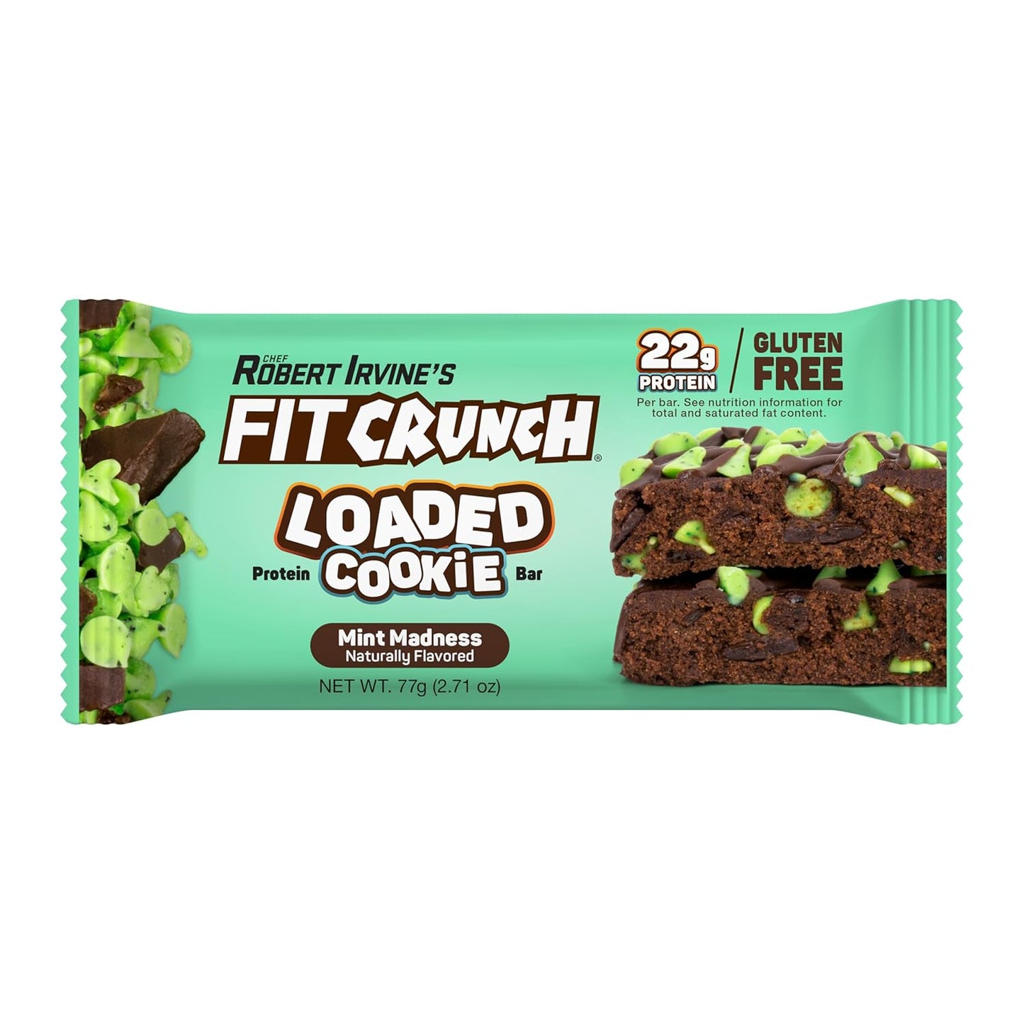 Fit Crunch Mint Madness Loaded Cookie Protein Bars - High Protein, Gluten Free Snack (12 Bars)