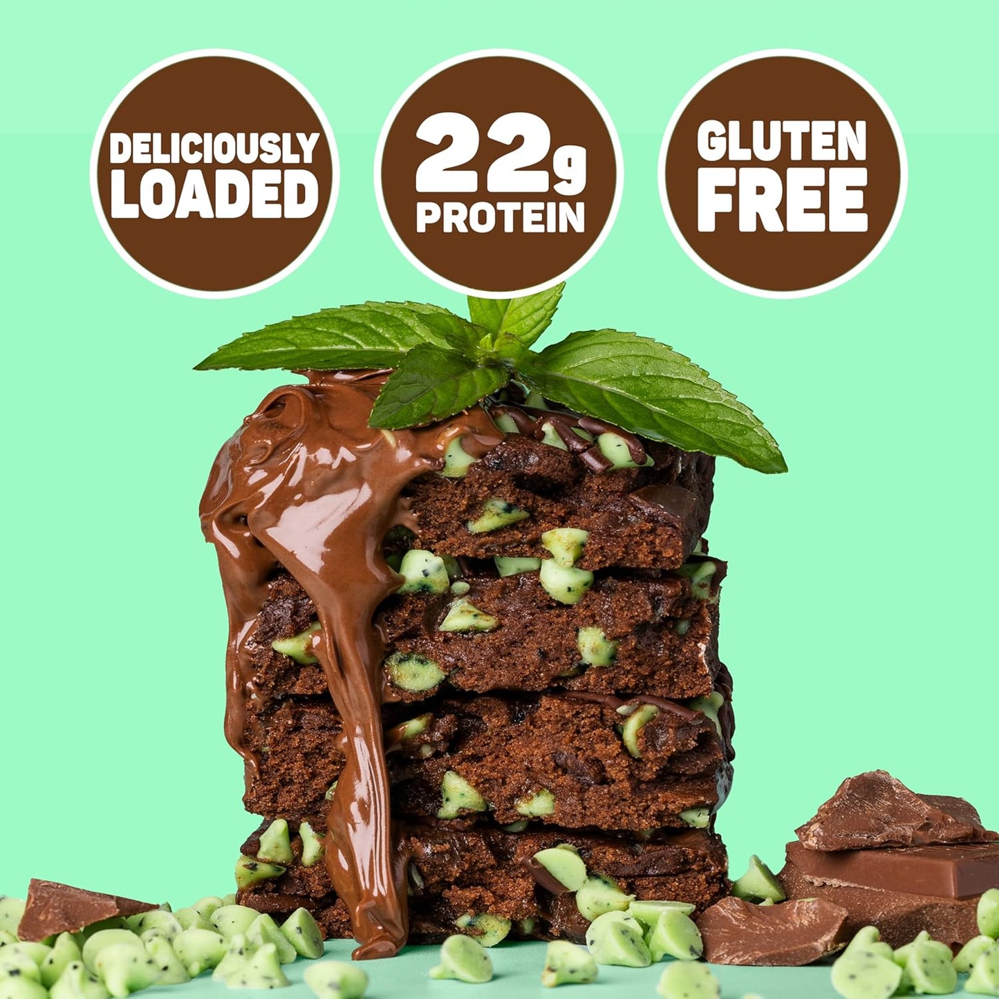 Fit Crunch Mint Madness Loaded Cookie Protein Bars - High Protein, Gluten Free Snack (12 Bars)