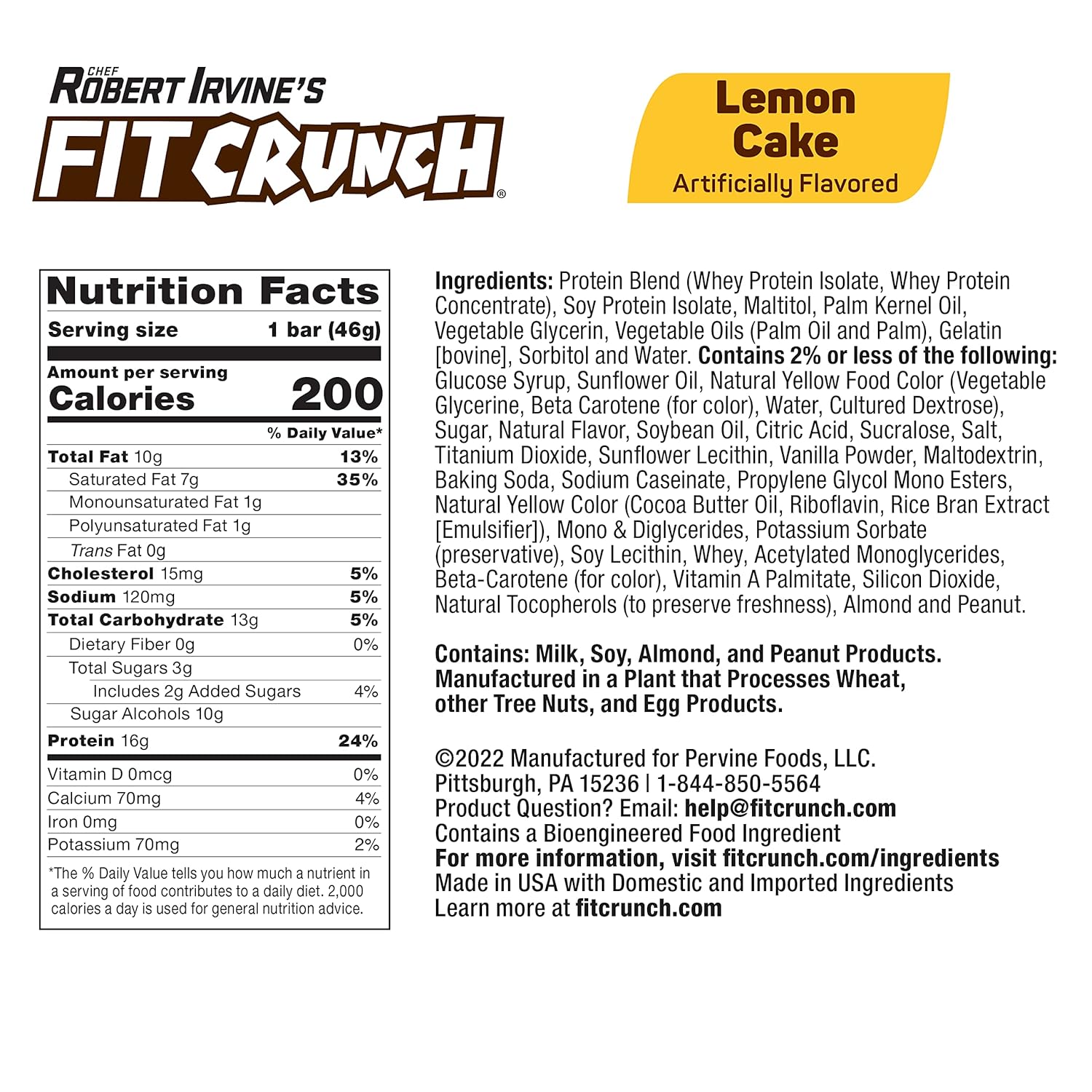 Fit Crunch Snack Size Protein Bars - 6-Layer Baked Bar with Soft Cake Core, Low Sugar (9 Bars, Lemon Cake)