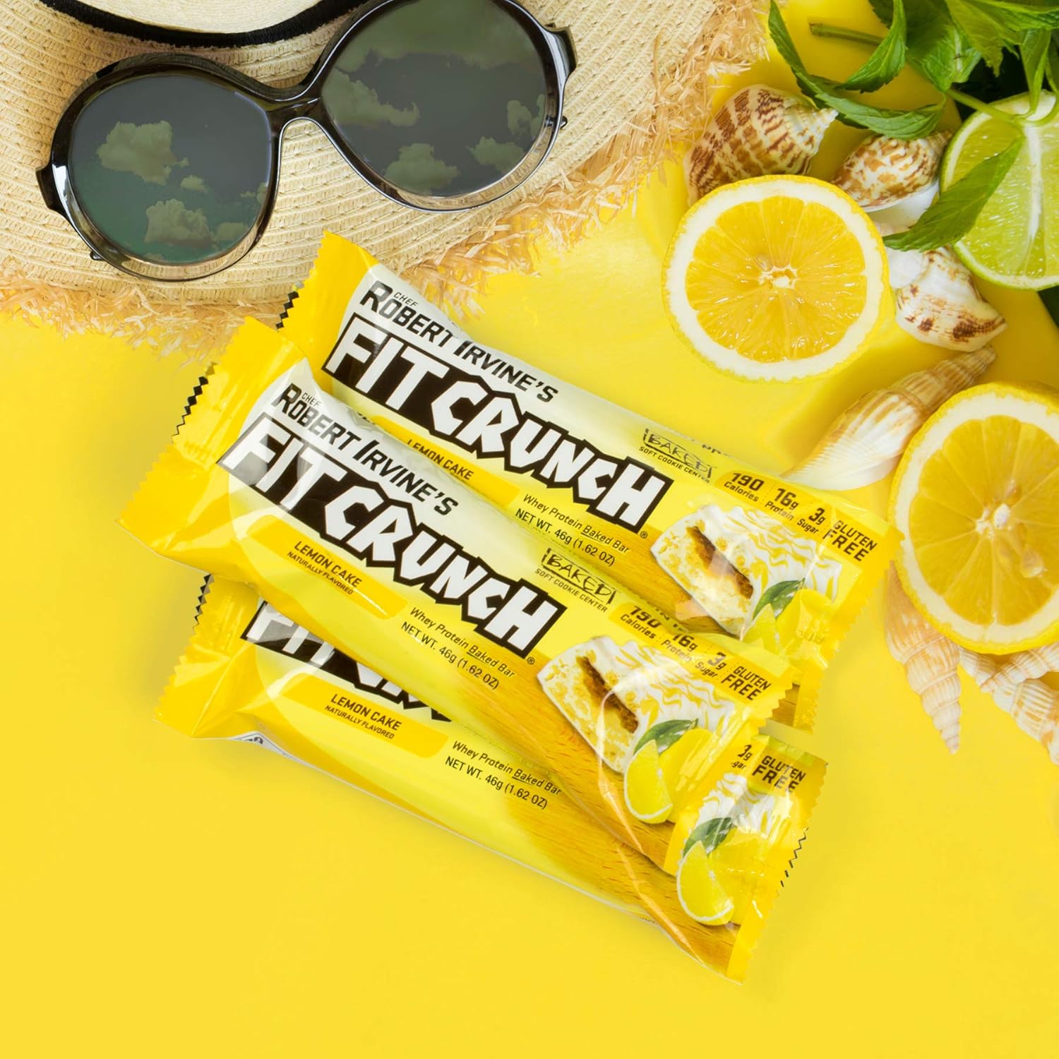 Fit Crunch Snack Size Protein Bars - 6-Layer Baked Bar with Soft Cake Core, Low Sugar (9 Bars, Lemon Cake)