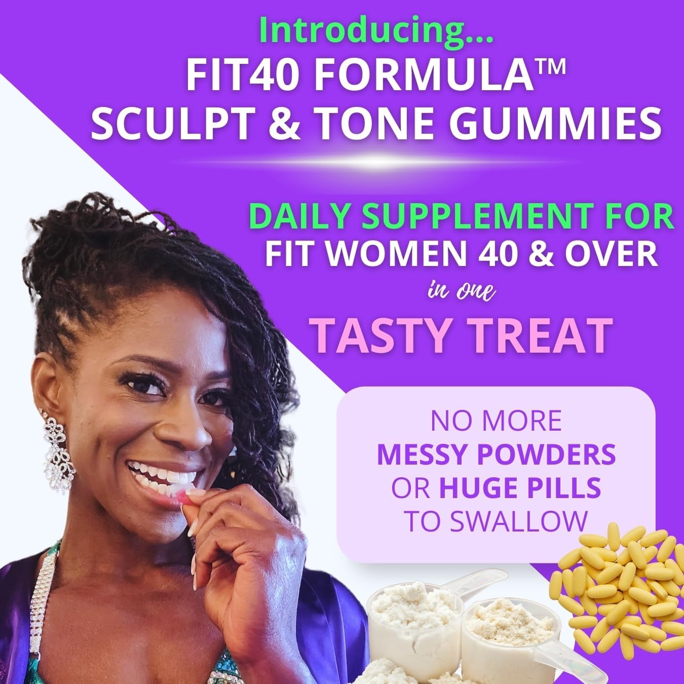 Fit40 Formula™️ Sculpt & Tone Gummies - Fitness Supplement for Women Over 40 with Creatine, Magnesium, Tart Cherry, Sea Moss - Muscle Tone & Energy Boost - 150 Gummies