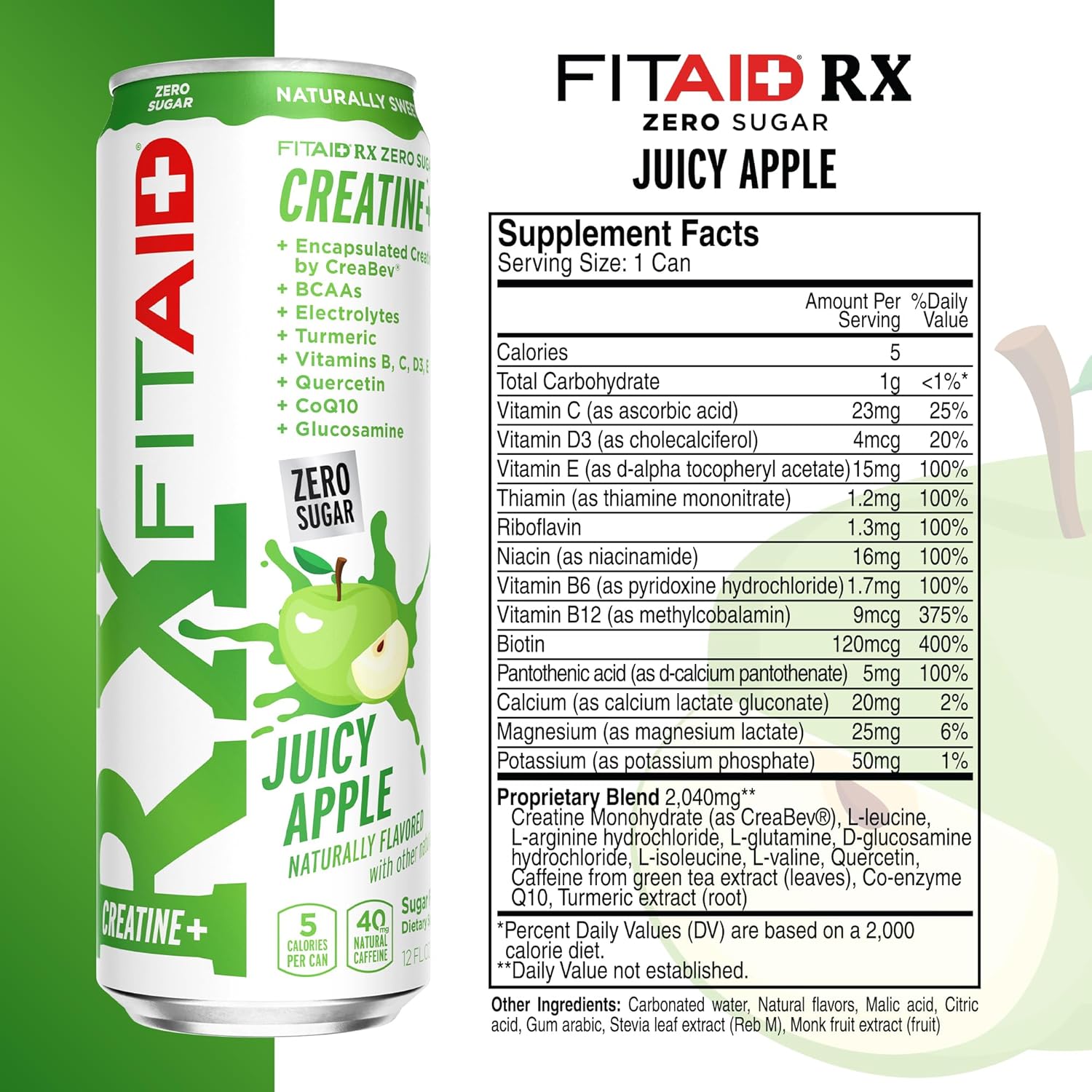 FITAID RX Zero Sugar Workout Recovery Drink Variety Pack - 12 Fl Oz (Pack of 12) - All-In-One Blend with Encapsulated Creatine, BCAAs, Glucosamine, Turmeric, B-Complex, and Electrolytes