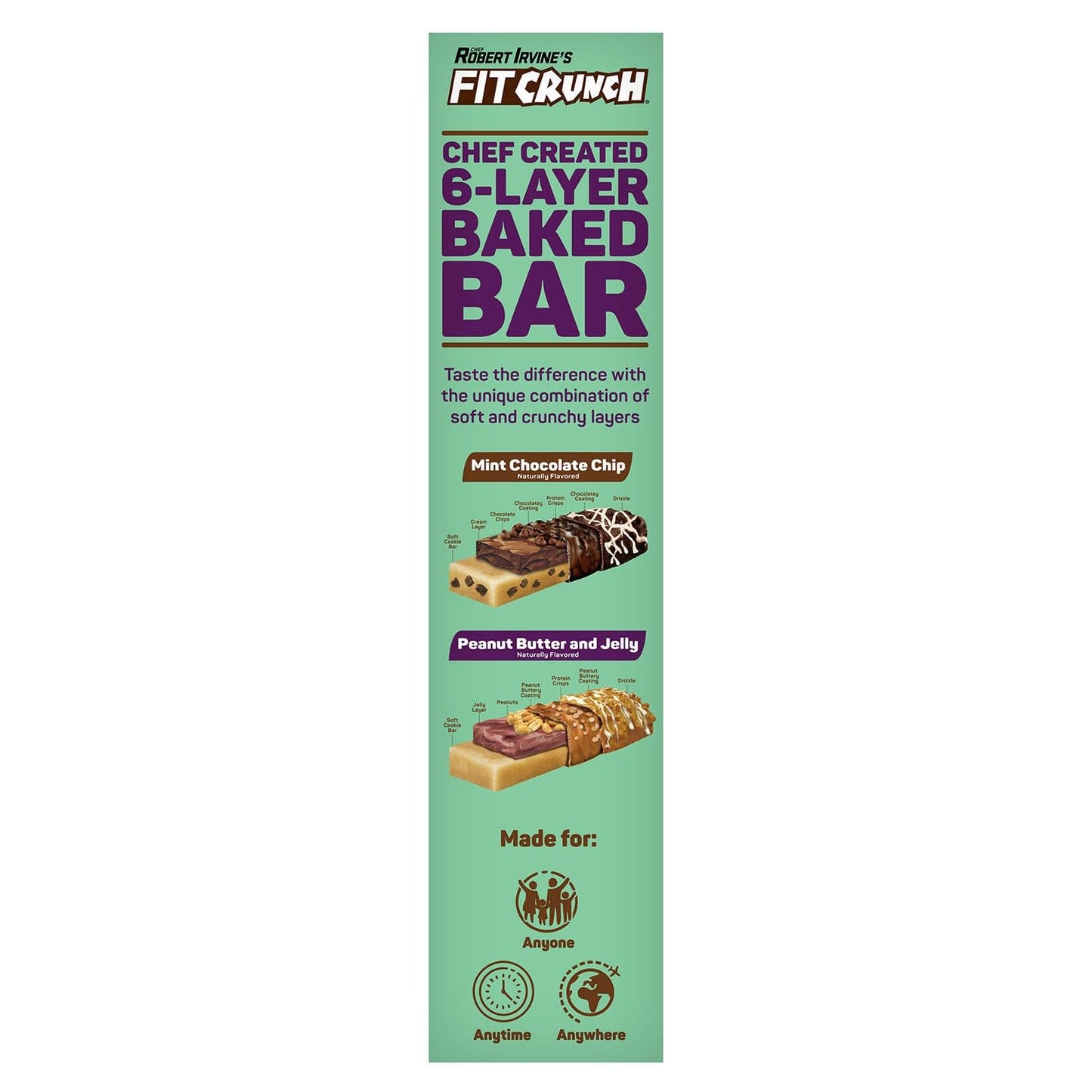 FITCRUNCH Protein Bars Variety Pack - Snack Size, Gluten Free (18 Bars, Mint Chocolate Chip & Peanut Butter Jelly)