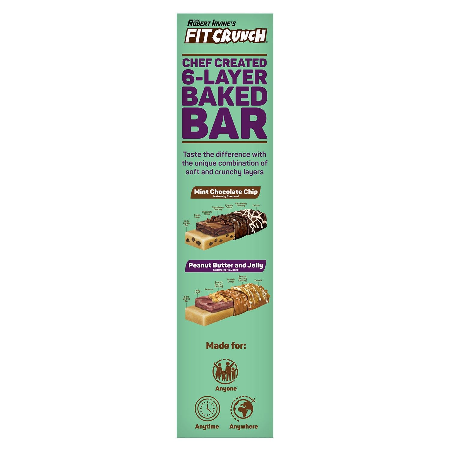 FITCRUNCH Protein Bars Variety Pack - Snack Size, Gluten Free (18 Bars, Mint Chocolate Chip & Peanut Butter Jelly)