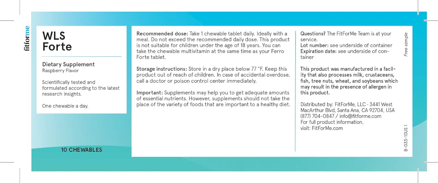FitForMe Bariatric Multivitamins Chewable Starter Pack - 10 Day Supply Post-Gastric Bypass - One a Day WLS Forte - Scientifically Proven Benefits
