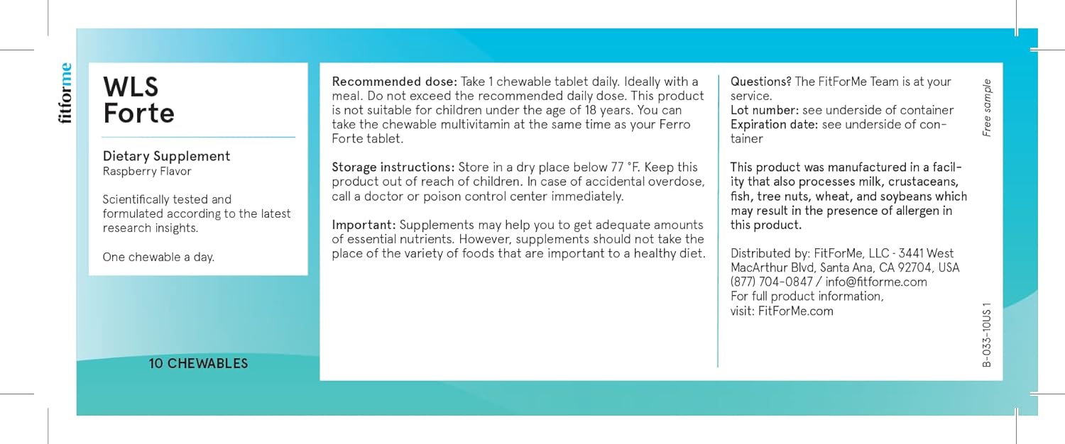 FitForMe Bariatric Multivitamins Chewable Starter Pack - 10 Day Supply Post-Gastric Bypass - One a Day WLS Forte - Scientifically Proven Benefits
