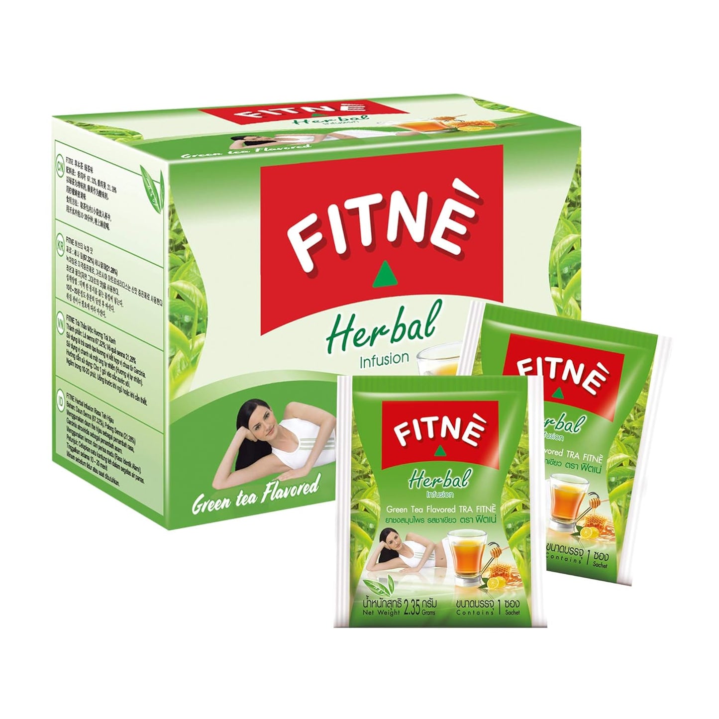FITNÈ FITNE Green Tea Herbal Honey Lemon Infusion with Garcinia Senna - Gentle Detox Cleanse, High Antioxidants, Stevia Sweetened, 15 Tea Bags