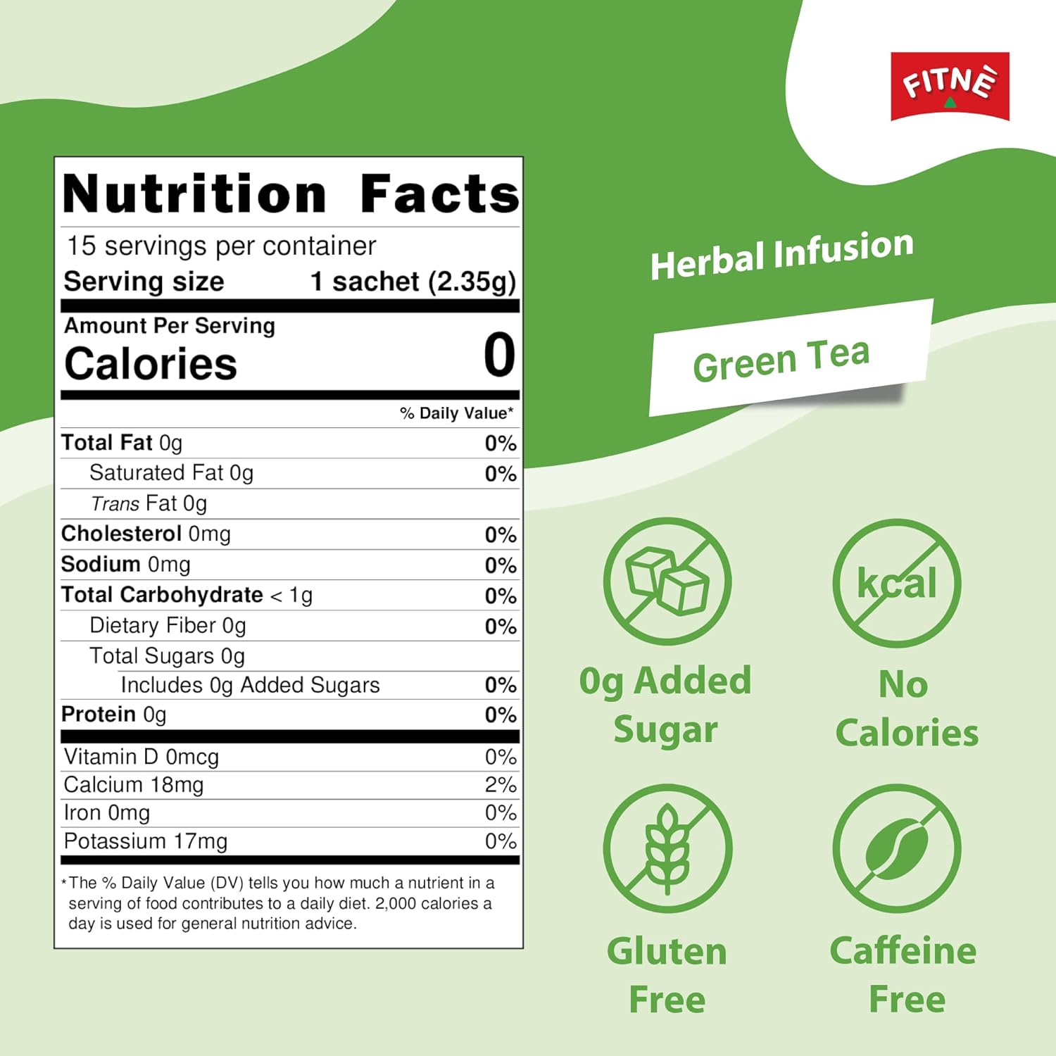 FITNÈ FITNE Green Tea Herbal Honey Lemon Infusion with Garcinia Senna - Gentle Detox Cleanse, High Antioxidants, Stevia Sweetened, 15 Tea Bags