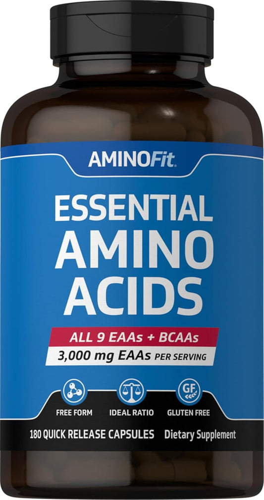 Fitness Labs Non-GMO AminoFit Complex | BCAA and EAA Amino Acids | 180 Capsules by Piping Rock