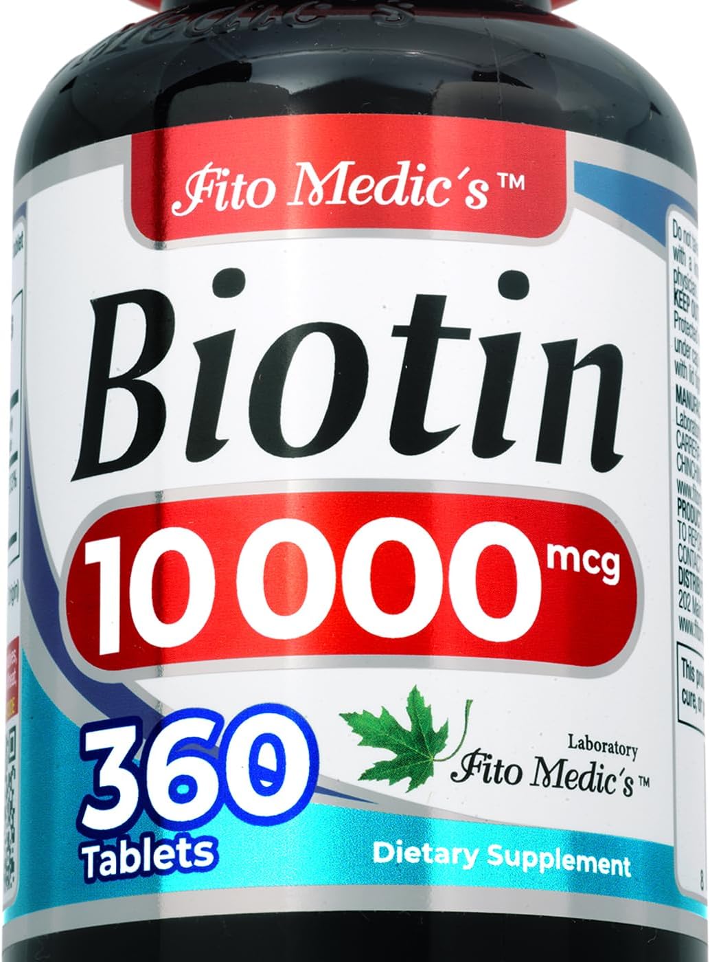 FITO MEDIC'S Lab Biotin 10000mcg Supplement - 360 Tablets for Hair Growth with Ultra High Absorption