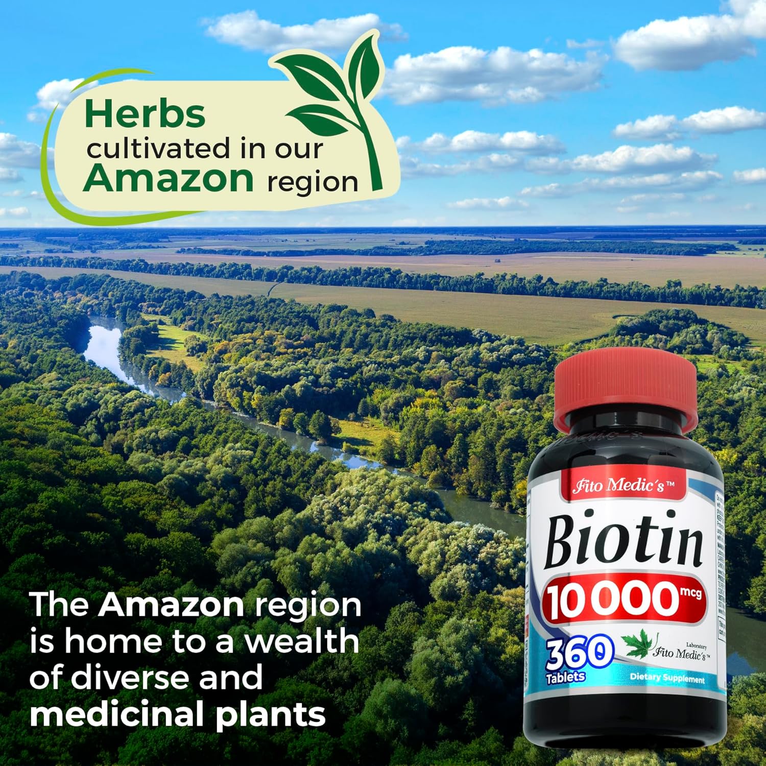 FITO MEDIC'S Lab Biotin 10000mcg Supplement - 360 Tablets for Hair Growth with Ultra High Absorption