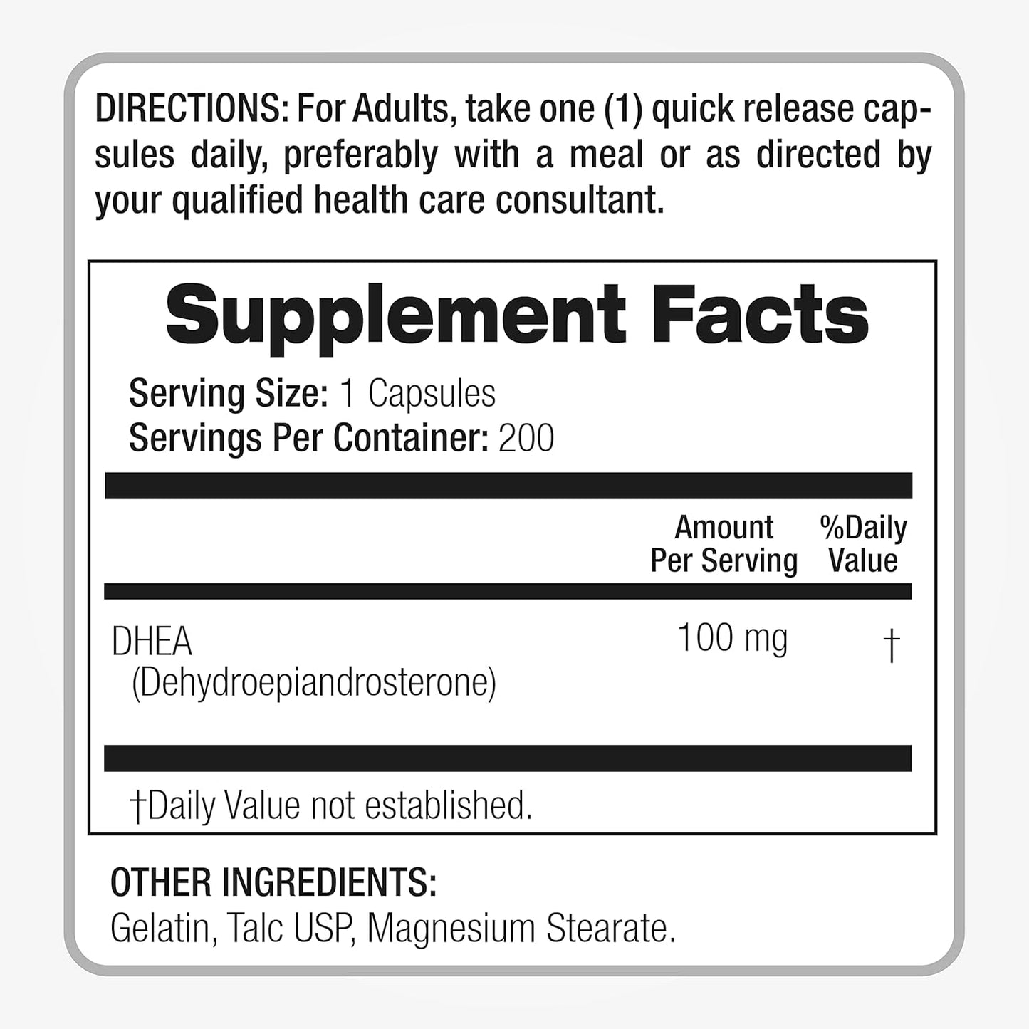 FITO MEDIC'S Lab DHEA 100mg Supplement for Men and Women - 200 Capsules with Ultra High Absorption
