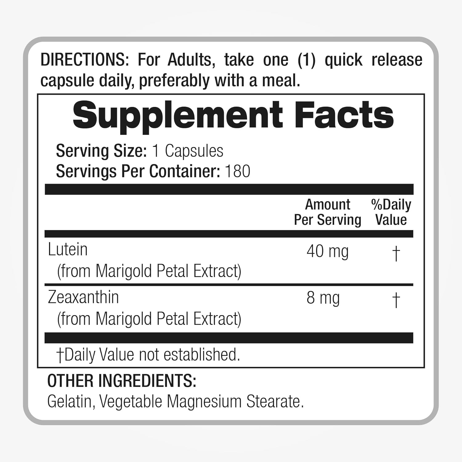 FITO MEDIC'S Lab Lutein 40mg Capsules for Ultra High Absorption - Concentrate Extract with Zeaxanthin - 180 Count