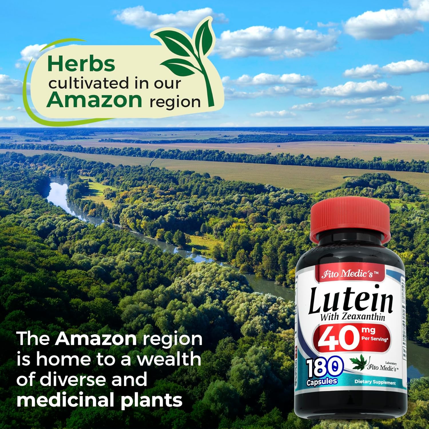 FITO MEDIC'S Lab Lutein 40mg Capsules for Ultra High Absorption - Concentrate Extract with Zeaxanthin - 180 Count