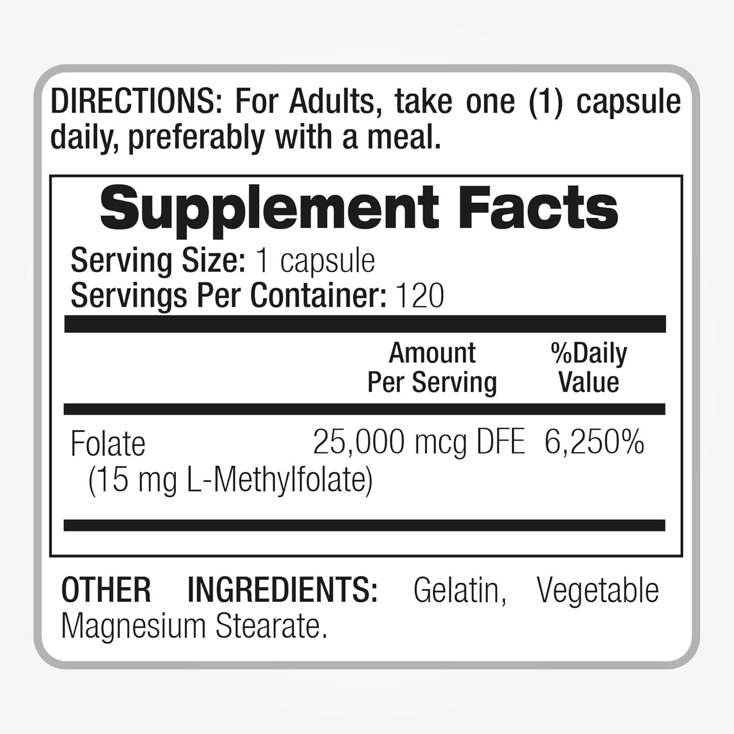 FITO MEDIC'S Lab Methylfolate Supplement - 120 Capsules (15 mg, 15000 mc) for MTHFR Support & High Absorption