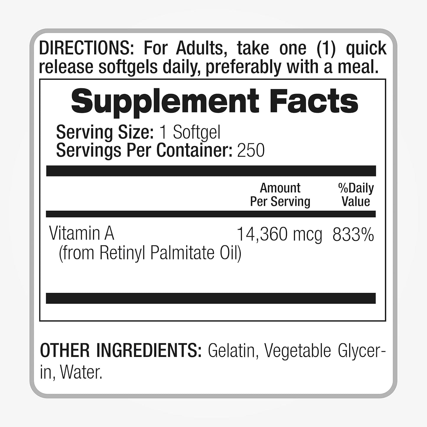 FITO MEDIC'S Lab Vitamin A 25000 IU Softgels - 250 Softgels for Healthy Skin, Eyes, and Immune System