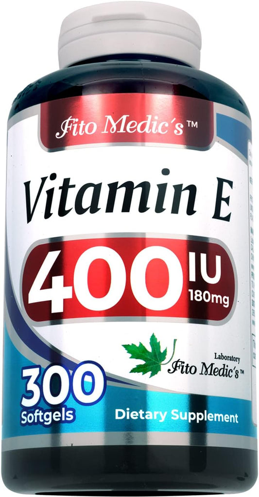 FITO MEDIC'S Lab Vitamin E 400 IU Softgels for Antioxidant Support - Pure Vitamin E Oil Capsules with High Absorption - 300 Countvitamina e