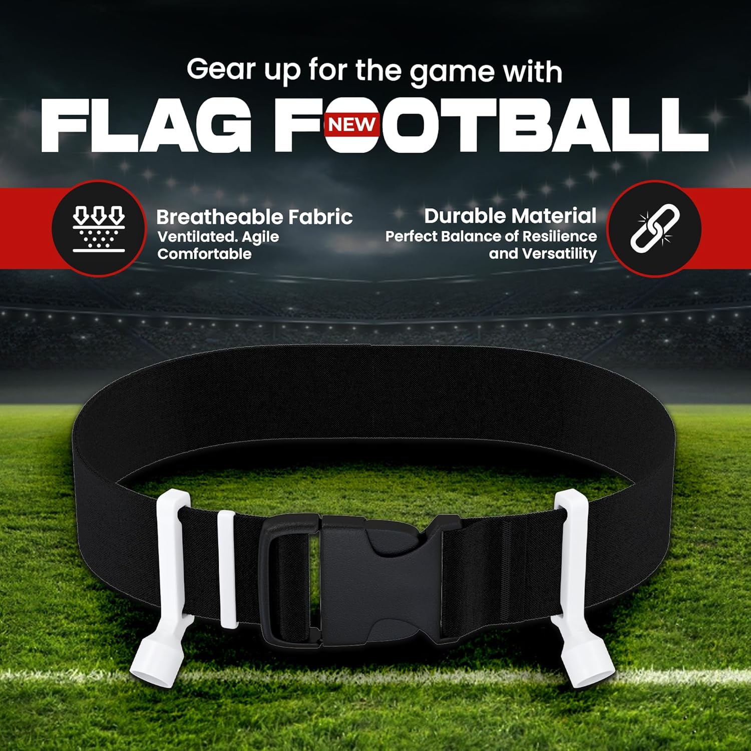 Flag Football Set with 2 Pop Flags - Complete Flag Belts and Flags Kit for Ultimate Game Experience
