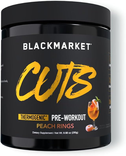Flavored Pre Workout Energy Powdered Drink Mix for Muscle Definition - Peach Ring Flavor, 30 Servings, Creatine Free, Thermogenic Formula for Men & Women