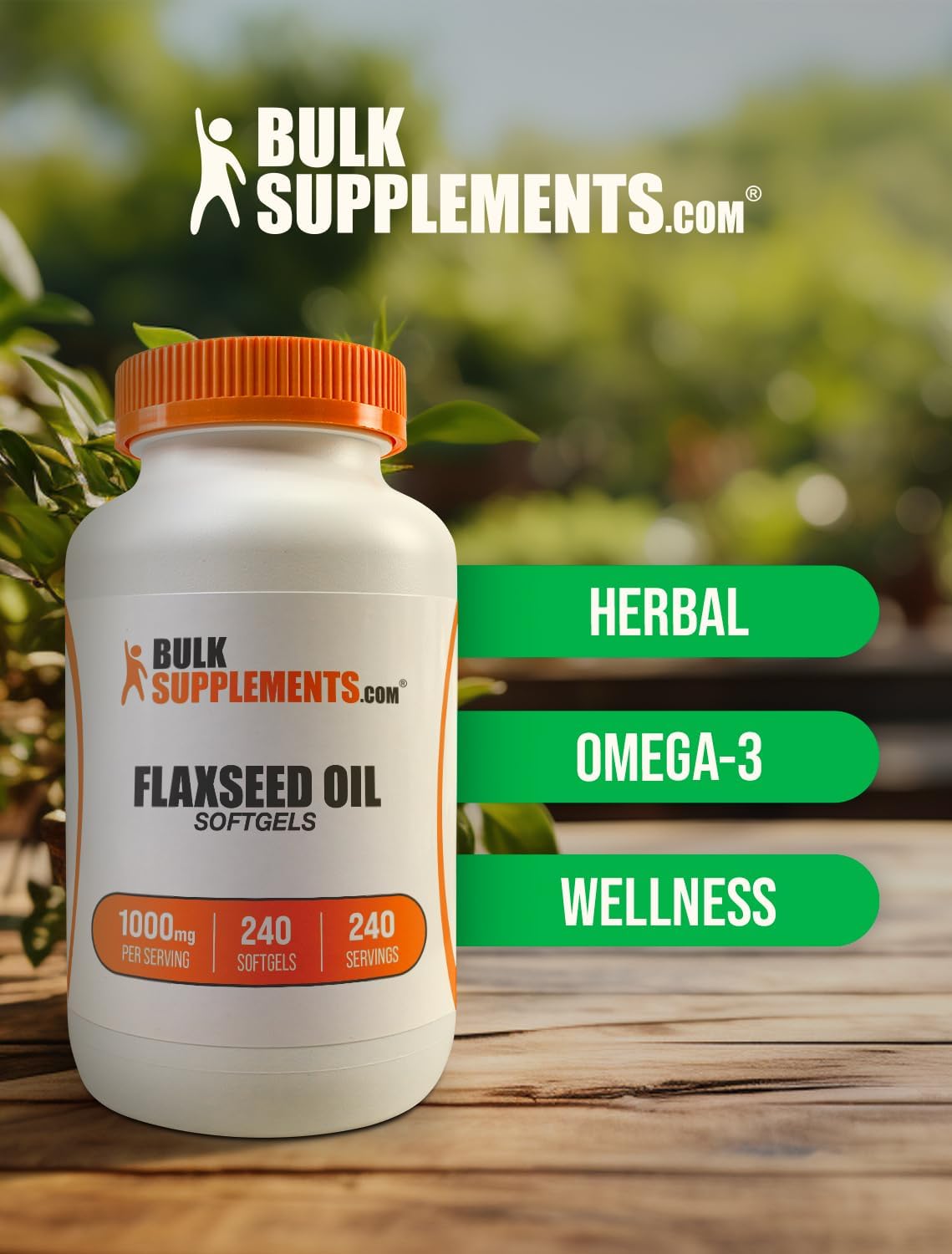 Flaxseed Oil Softgels 1000mg - Herbal Supplement, Gluten Free, 240 Count - BulkSupplements.com
