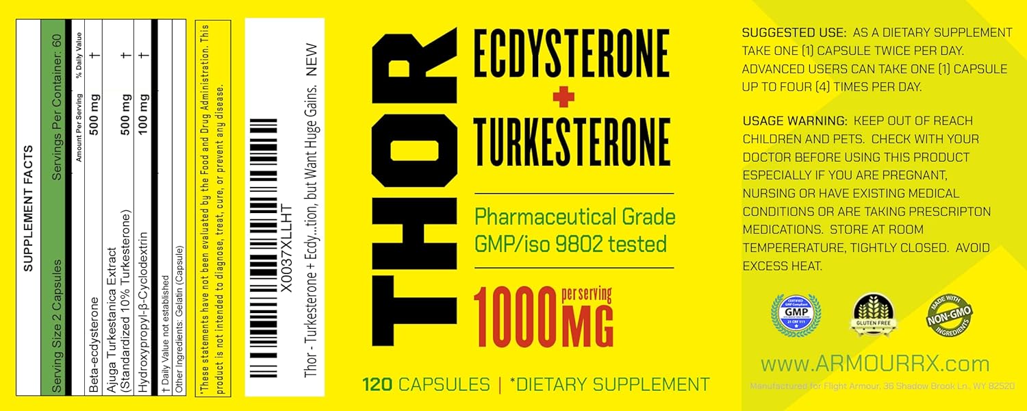 Flight Armour Turkesterone and Ecdysterone Anabolic Supplement - 2 Month Supply with ISO 17025 Certification - 1000mg - High Purity Formula
