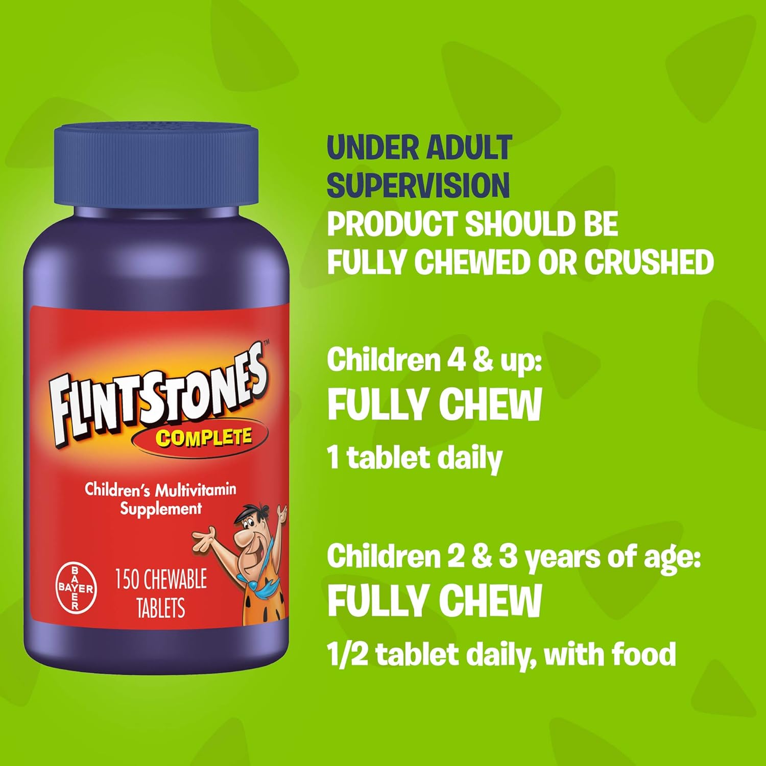 Flintstones Chewable Kids Vitamins - Complete Multivitamin with Iron, Calcium, Vitamin C, D - 150ct