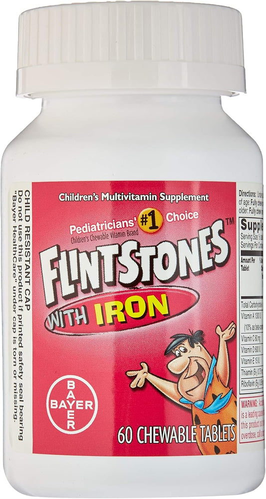 Flintstones Children's Multivitamin with Iron Chewable Tabs 60 Count - Pack of 2