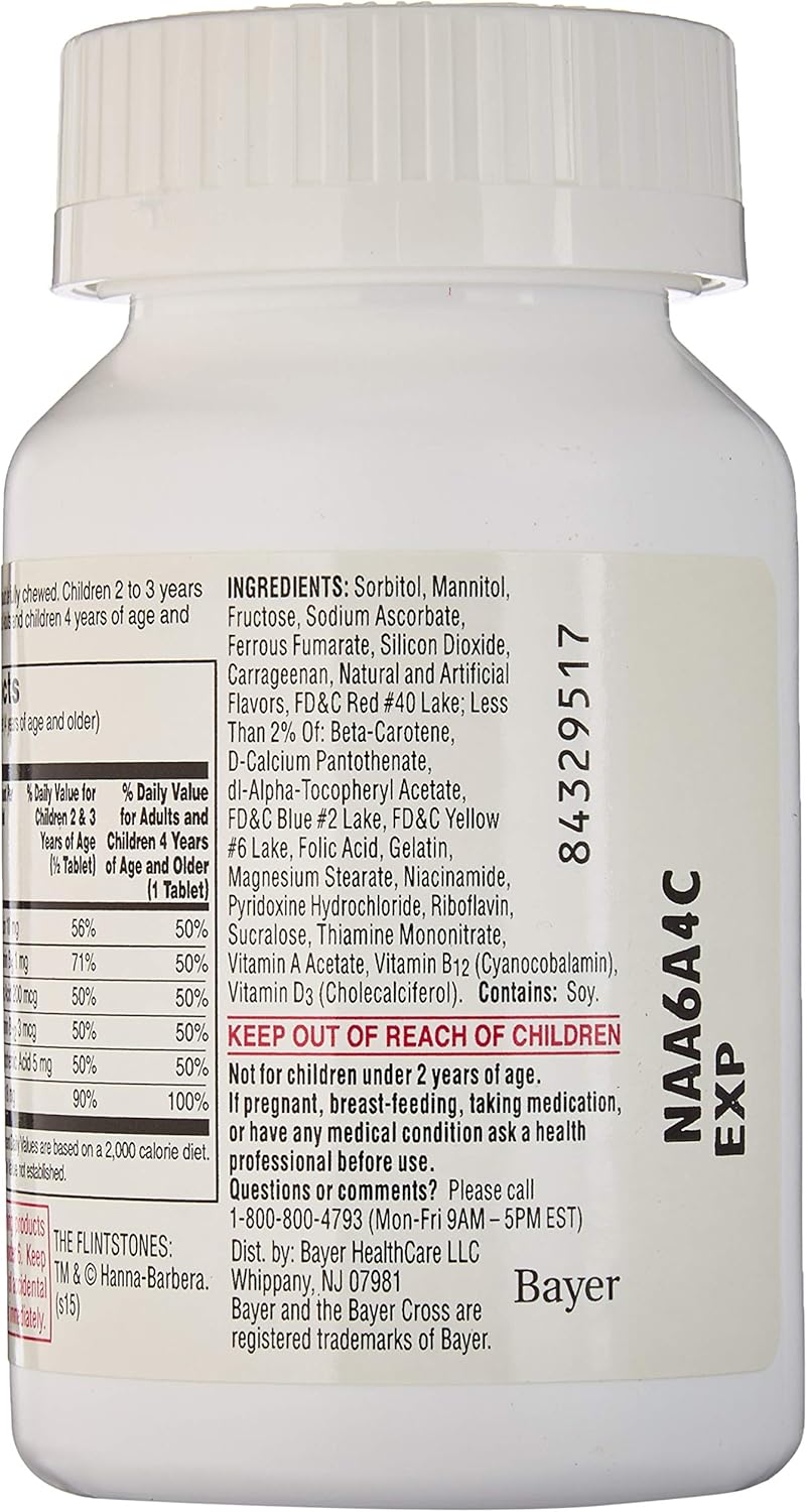 Flintstones Children's Multivitamin with Iron Chewable Tabs 60 Count - Pack of 2