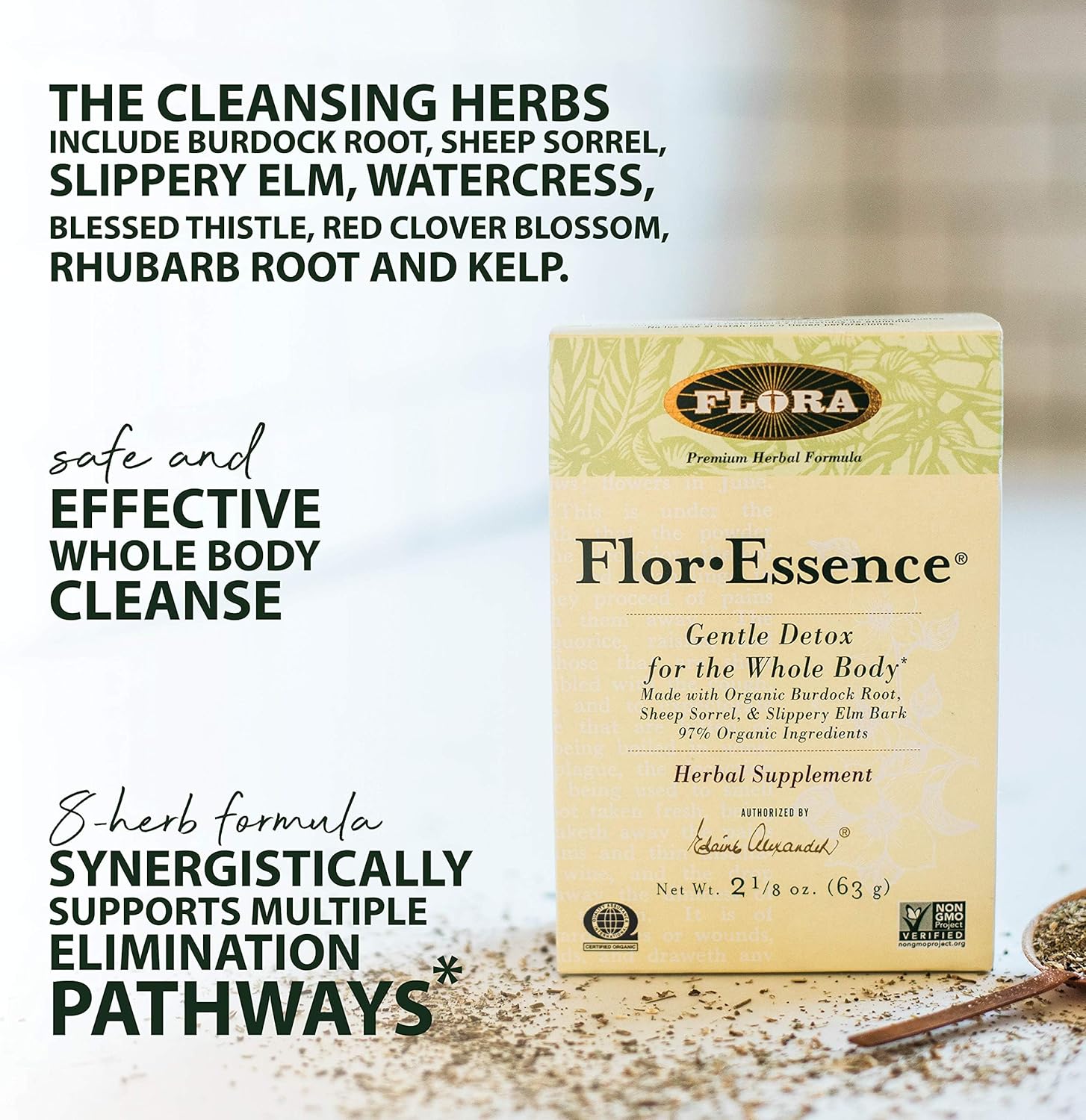 FLORA - FlorEssence Dry Tea Blend for Gentle Detox & Cleanse, 2.2 Oz