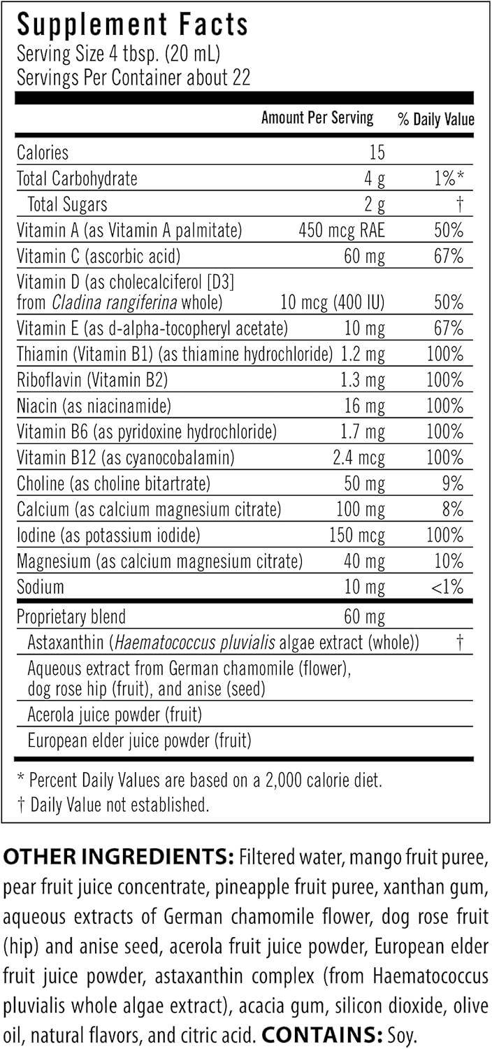 Flora Daily Multi Essentials+ Liquid Multivitamin Formula - 13 Vitamins & Minerals - 15 Fl Oz Bottle