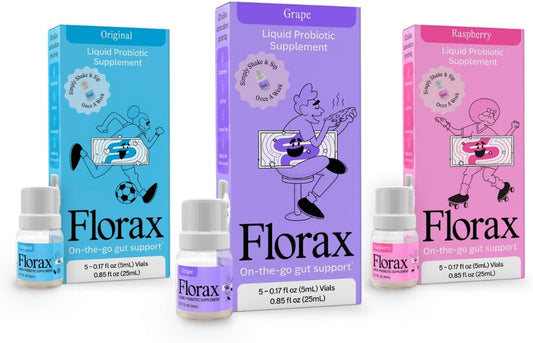 Florax Liquid Probiotic Supplement Bundle - Convenient Gut Support for Women, Men, and Children - Variety Pack of 3 Boxes